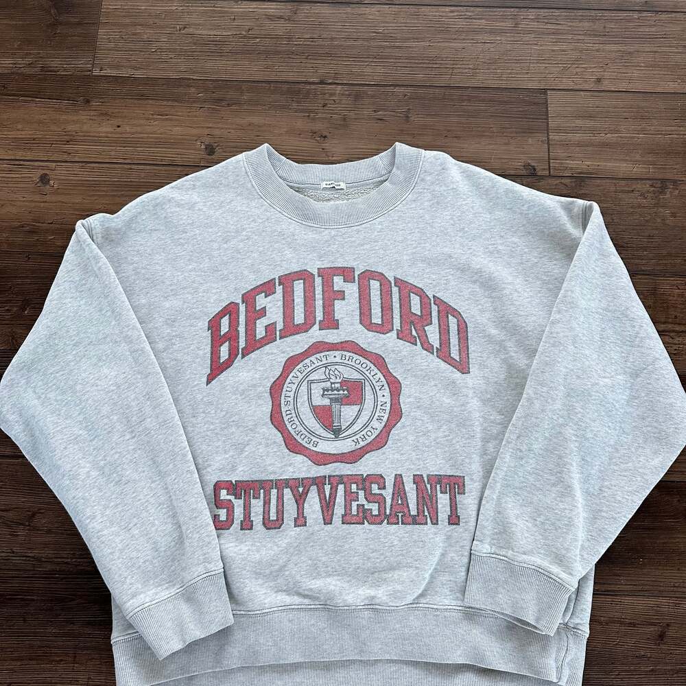 Abercrombie & Fitch Bedford Stuyvesant Gray Oversized Fleece Crewneck Sweatshirt